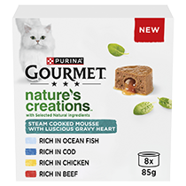 GOURMET® Nature's Creations Gravy Heart (Chicken, Beef, Ocean Fish, Cod) Wet Cat Food