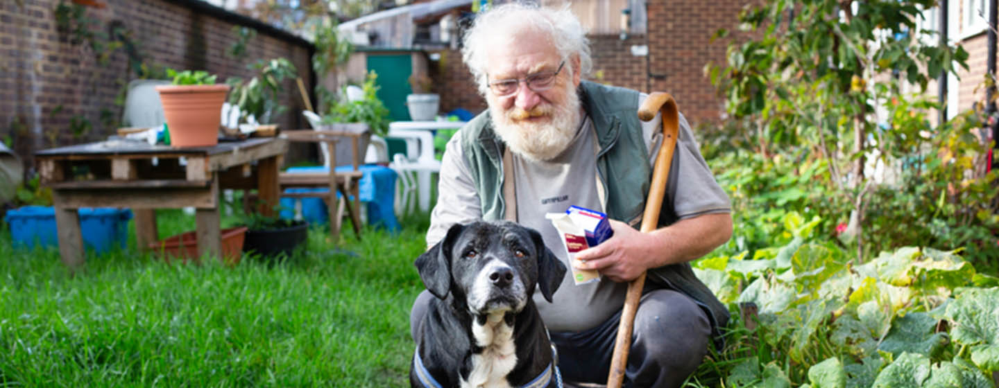RSPCA Bonzo and owner
