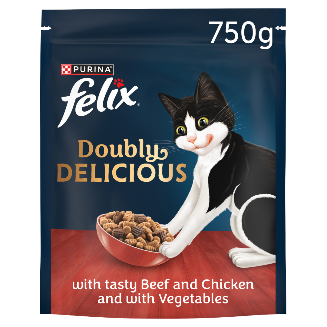 FELIX Doubly Delicious Beef Chicken Vegetables Dry Cat Food