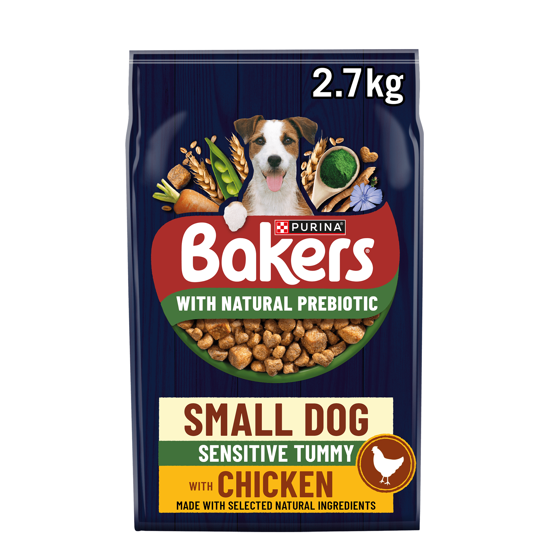 BAKERS® Small Dog Sensitive Tummy Chicken Veg Dry Dog Food Purina UK