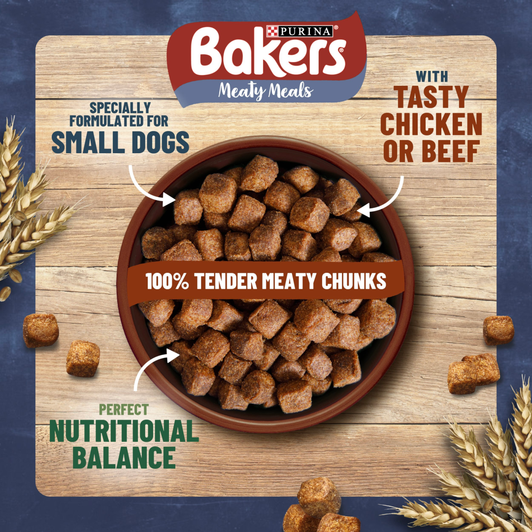 BAKERS® Meaty Meals Small Dog Beef Dry Food Purina UK