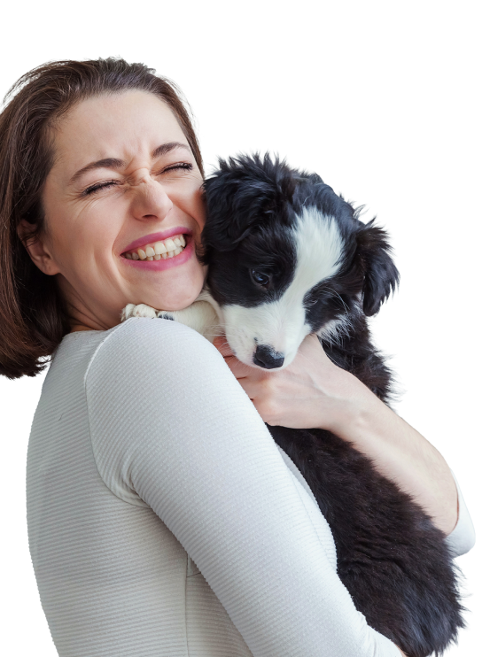 woman with puppy