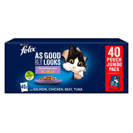 FELIX® As Good As It Looks Mixed Selection in Jelly (Beef, Salmon, Chicken, Tuna) Wet Cat Food