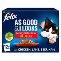 FELIX® As Good As it Looks Meaty Selection in Jelly (Chicken, Lamb, Beef, Ham) Wet Cat Food