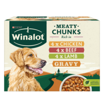 WINALOT® Meaty Chunks Mixed in Gravy (Beef, Chicken, Lamb) Wet Dog Food Pouches