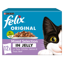 FELIX® Original Mixed Selection in Jelly (Tuna, Chicken, Salmon and Trout, Beef) Wet Cat Food