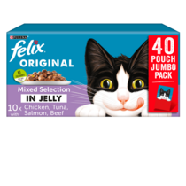 FELIX® Original Mixed Selection in Jelly (Chicken, Tuna, Salmon, Beef) Wet Cat Food