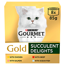 Gourmet Gold Succulent Delights with Chicken, Beef, Salmon, Ocean fish