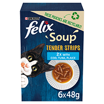 FELIX® Soup Tender Strips with Cod, Tuna and Plaice Wet Cat Food