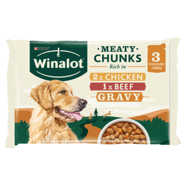 WINALOT® Meaty Chunks Mixed in Gravy Beef and Chicken Wet Dog Food Pouch
