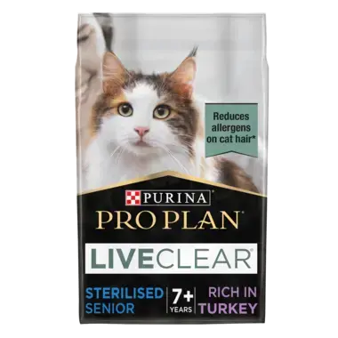 PRO PLAN® Adult 7+ Allergen Reducing Sterlised LIVECLEAR® Turkey Dry Cat Food