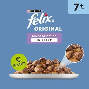 FELIX® Original 7+ Mixed Selection in Jelly (Lamb, Trout, Tuna, Chicken) Wet Cat Food