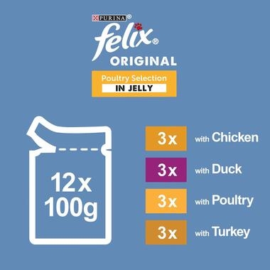 FELIX® Original Poultry Selection in Jelly Wet Cat Food