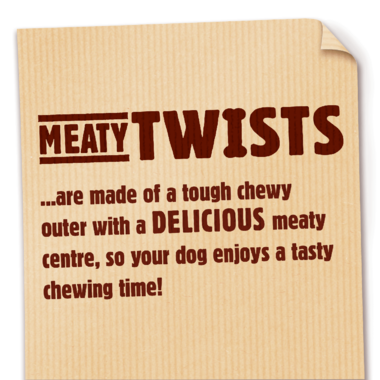 Bakers Meaty Twists are made of a touch chewy outer with delicious meaty centre