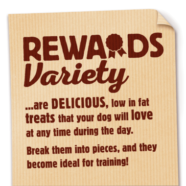 Bakers Rewards Variety are delicious, low in fat treats that your dog will love