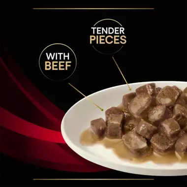 With beef, tender pieces