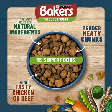 Bakers Superfoods; made with natural ingredients, tender meaty chunks