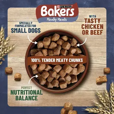 BAKERS Meaty Meals Small Dog Chicken Dry Food Purina