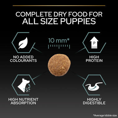 Complete dry food for all size puppies