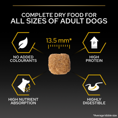 Complete dry food for all sizes of adult dogs