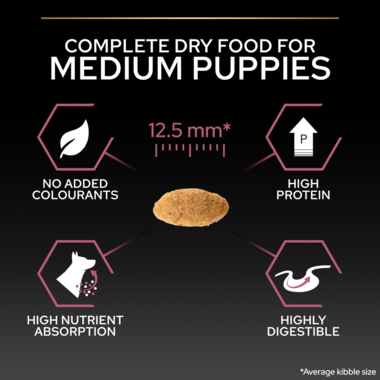 Complete dry food for medium puppies