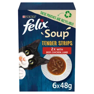FELIX® Soup Tender Strips with Beef, Chicken and Lamb Wet Cat Food