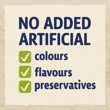 No added artificial colours, flavours, preservatives