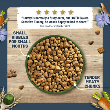 Small kibbles for small mouths with tender meaty chunks
