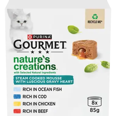 GOURMET® Nature's Creations Gravy Heart (Chicken, Beef, Ocean Fish, Cod) Wet Cat Food