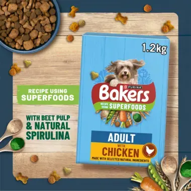 Bakers Adult with Chicken product recipe using Superfoods with Beet Pulp and Natural Spirulina