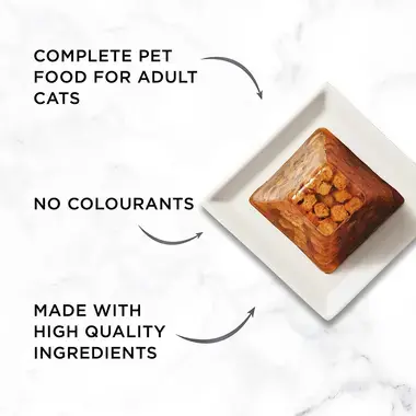 Complete pet food for adult cats, no colourants, made with high quality ingredients