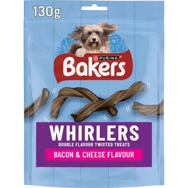 BAKERS® Whirlers Bacon and Cheese Dog Treats