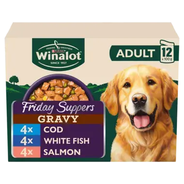 WINALOT® Friday Suppers Mixed in Gravy (Cod, White Fish and Salmon) Wet Dog Food Pouches