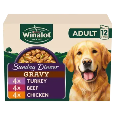WINALOT® Sunday Dinner Mixed in Gravy (Beef, Chicken, Turkey) Wet Dog Food Pouches