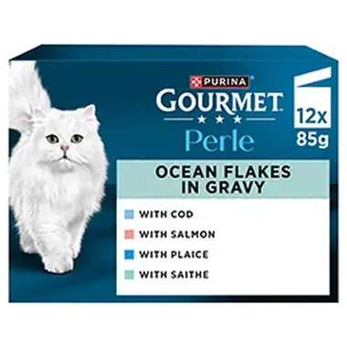 GOURMET® Perle Ocean Flakes in Gravy (Cod, Salmon, Plaice, Saithe) Wet Cat Food