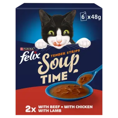 FELIX® Soup Tender Strips with Beef, Chicken and Lamb Wet Cat Food