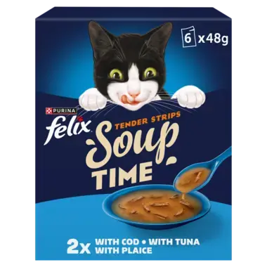 FELIX® Soup Tender Strips with Cod, Tuna and Plaice Wet Cat Food