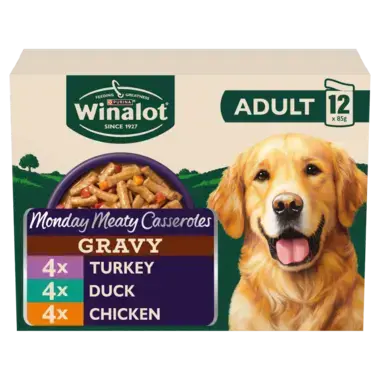 WINALOT® Monday Meaty Casseroles Chicken, Turkey, Duck in Gravy Wet Dog Food