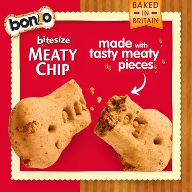 Bonio bitesize made with tasty meaty pieces