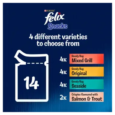 Felix snacks 4 different varieties to choose from