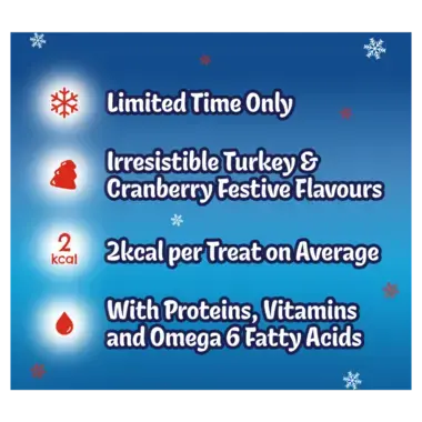 Limited time only / turkey & cranberry / 2kcal per treat / with proteins, vitamins