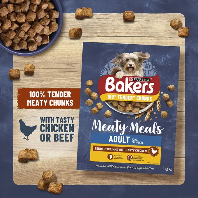 Dry dog food with meaty chunks cheap