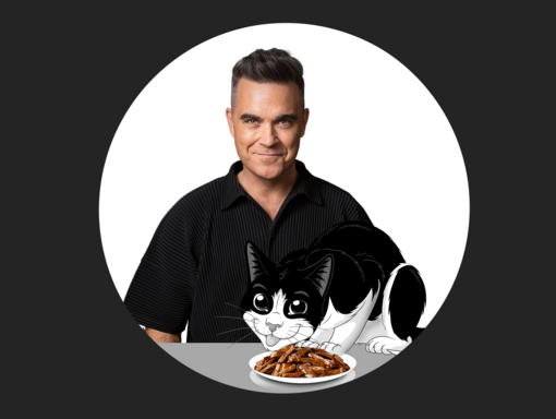 Felix and Robbie, Felix eating food in bowl