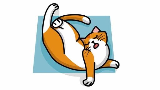 cat sleeping in acrobat position illustration