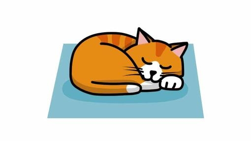 cat sleeping in curled up illustration