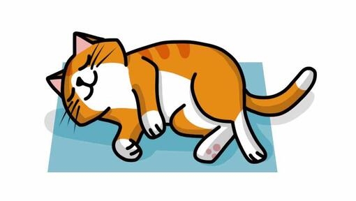 cat sleeping on side illustration