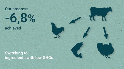 Switching high carbon footprint ingredients to others with lower carbon footprint