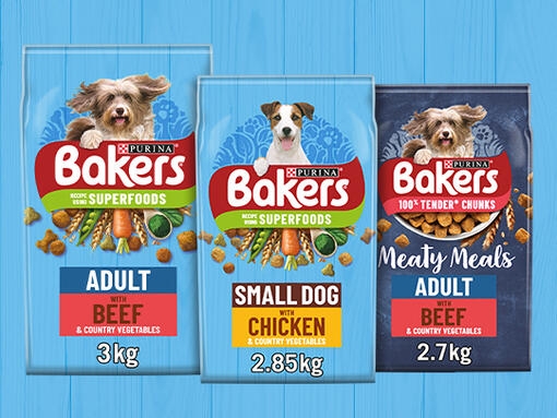 Bakers Adult, Small Dog and Meaty Meals product range