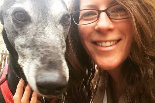 Aileen pictured with her adopted Greyhound Luna