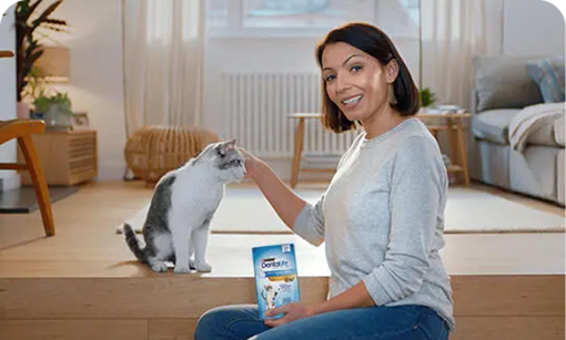 Dentalife cat with owner